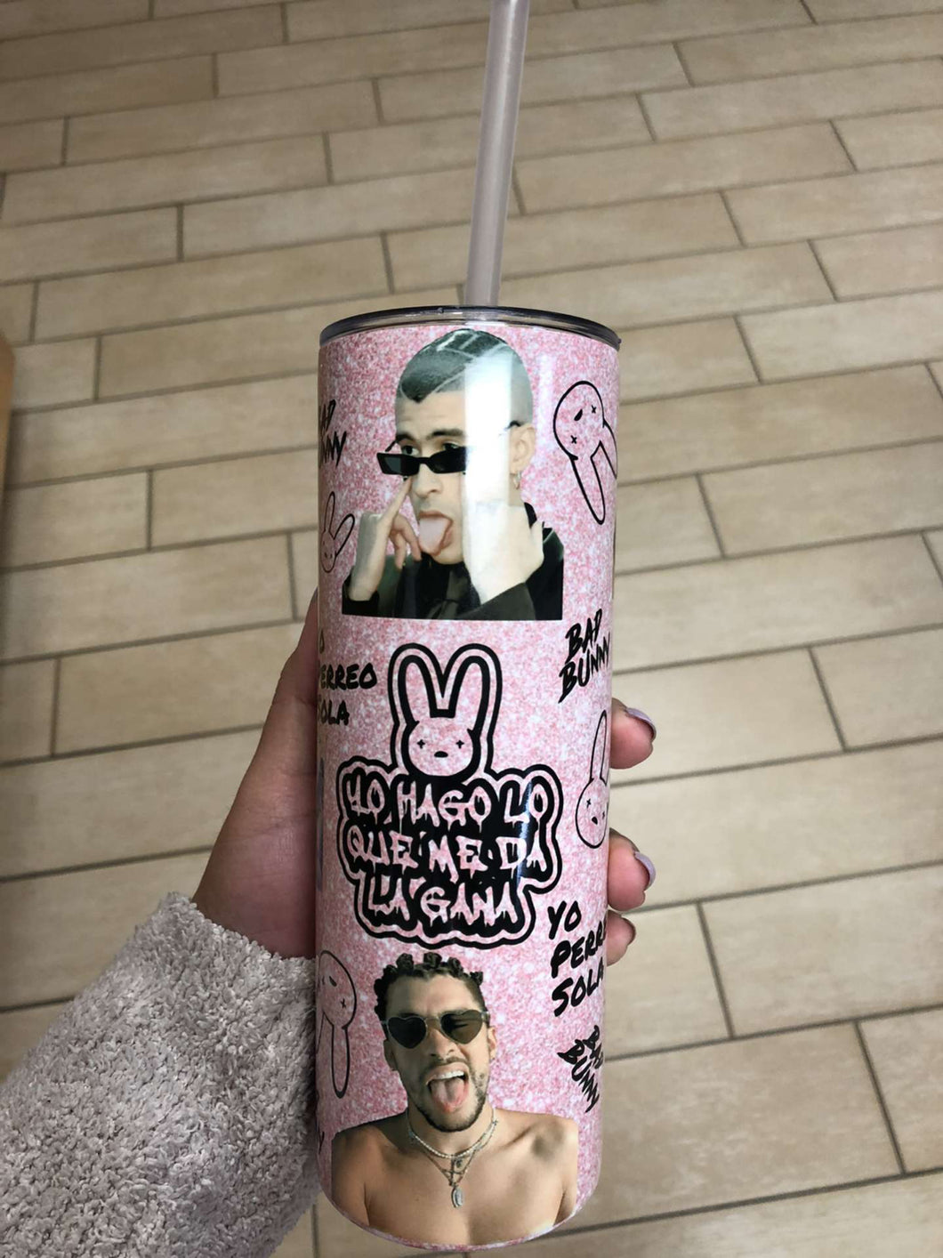 Pink - Bad bunny tumbler